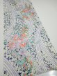 Photo2: 2M01z80  Japanese Kimono Silk  FABRIC Flowers Navy 63.0x14.4 (2)