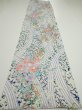 Photo5: 2M01z80  Japanese Kimono Silk  FABRIC Flowers Navy 63.0x14.4 (5)