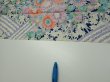 Photo6: 2M01z80  Japanese Kimono Silk  FABRIC Flowers Navy 63.0x14.4 (6)