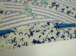 Photo8: 2M01z80  Japanese Kimono Silk  FABRIC Flowers Navy 63.0x14.4 (8)