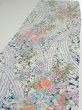 Photo3: 2M02z80  Japanese Kimono Silk  FABRIC Flowers Navy 62.6x14.4 (3)