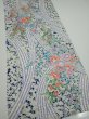 Photo2: 2M03z90  Japanese Kimono Silk  FABRIC Flowers Navy 66.5x14.4 (2)