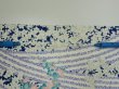 Photo7: 2M03z90  Japanese Kimono Silk  FABRIC Flowers Navy 66.5x14.4 (7)