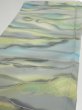 Photo3: 2M01z60  Japanese Kimono Silk  FABRIC  Light gray, Lime 42.1x14.4 (3)