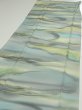 Photo3: 2M03z90  Japanese Kimono Silk  FABRIC  Light gray, Lime 65.7x14.4 (3)
