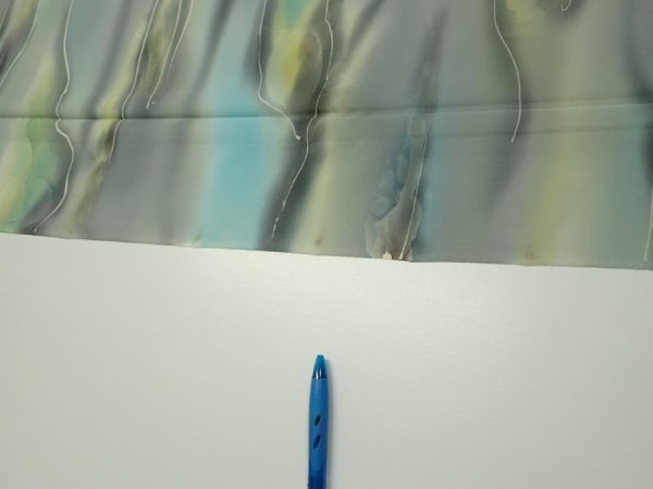 Photo6: 2M03z90  Japanese Kimono Silk  FABRIC  Light gray, Lime 65.7x14.4 (6)