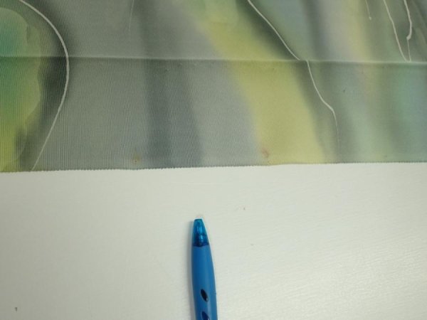 Photo7: 2M03z90  Japanese Kimono Silk  FABRIC  Light gray, Lime 65.7x14.4 (7)