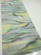 Photo2: 2M04z90  Japanese Kimono Silk  FABRIC  Light gray, Lime 65.4x14.4 (2)