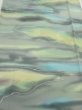 Photo1: 2M05z90  Japanese Kimono Silk  FABRIC  Light gray, Lime 65.4x14.4 (1)