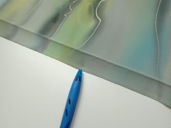 Photo6: 2M07z50  Japanese Kimono Silk  FABRIC  Light gray, Lime 62.2x7.5 (6)