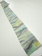 Photo4: 2M09z60  Japanese Kimono Silk  FABRIC  Light gray, Lime 89.0x6.7 (4)