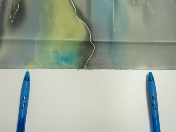 Photo6: 2M09z60  Japanese Kimono Silk  FABRIC  Light gray, Lime 89.0x6.7 (6)