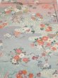 Photo1: 2M01z60  Japanese Kimono Silk  FABRIC Flowers Light gray 42.5x15.0 (1)