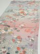 Photo3: 2M01z60  Japanese Kimono Silk  FABRIC Flowers Light gray 42.5x15.0 (3)