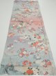 Photo5: 2M01z60  Japanese Kimono Silk  FABRIC Flowers Light gray 42.5x15.0 (5)
