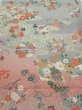 Photo1: 2M02z60  Japanese Kimono Silk  FABRIC Flowers Light gray 42.1x15.0 (1)