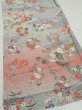 Photo2: 2M02z60  Japanese Kimono Silk  FABRIC Flowers Light gray 42.1x15.0 (2)