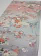 Photo3: 2M02z60  Japanese Kimono Silk  FABRIC Flowers Light gray 42.1x15.0 (3)