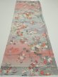 Photo5: 2M02z60  Japanese Kimono Silk  FABRIC Flowers Light gray 42.1x15.0 (5)