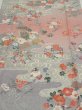 Photo1: 2M03z90  Japanese Kimono Silk  FABRIC Flowers Light gray 65.4x15.0 (1)