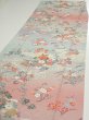 Photo3: 2M03z90  Japanese Kimono Silk  FABRIC Flowers Light gray 65.4x15.0 (3)