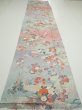 Photo5: 2M03z90  Japanese Kimono Silk  FABRIC Flowers Light gray 65.4x15.0 (5)