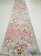 Photo5: 2M04z90  Japanese Kimono Silk  FABRIC Flowers Light gray 66.1x15.0 (5)