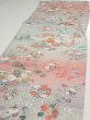 Photo3: 2M05z90  Japanese Kimono Silk  FABRIC Flowers Light gray 65.7x14.8 (3)