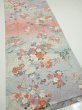 Photo2: 2M06z100  Japanese Kimono Silk  FABRIC Flowers Light gray 66.1x15.0 (2)