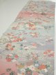 Photo3: 2M06z100  Japanese Kimono Silk  FABRIC Flowers Light gray 66.1x15.0 (3)