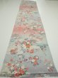 Photo5: 2M06z100  Japanese Kimono Silk  FABRIC Flowers Light gray 66.1x15.0 (5)