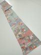 Photo5: 2M09z60  Japanese Kimono Silk  FABRIC Flowers Light gray 80.3x7.5 (5)