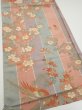 Photo2: 1F02z70  Japanese Kimono Silk  FABRIC Bird Dull light blue 44.1x15.0 (2)