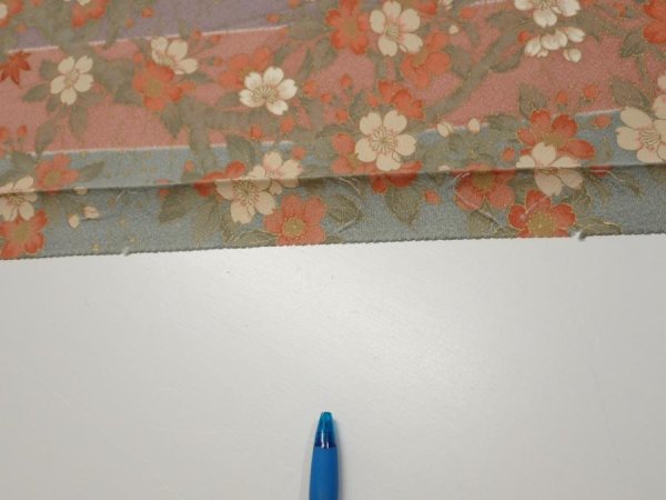 Photo6: 1F08z40  Japanese Kimono Silk  FABRIC Bird Dull light blue 59.1x7.3 (6)