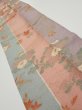 Photo2: 1F10z30  Japanese Kimono Silk  FABRIC Bird Dull light blue 39.8x7.3 (2)