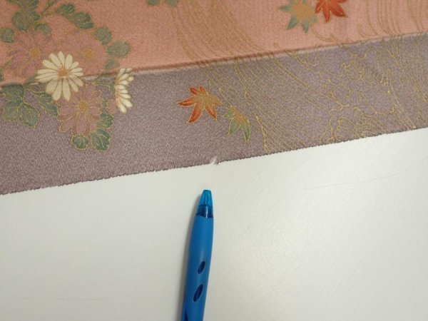 Photo6: 1F10z30  Japanese Kimono Silk  FABRIC Bird Dull light blue 39.8x7.3 (6)