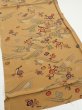 Photo2: 1F01z60  Japanese Kimono Silk  FABRIC Plum blossom Ochre 41.7x14.8 (2)