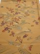 Photo1: 1F02z50  Japanese Kimono Silk  FABRIC Plum blossom Ochre 42.1x14.8 (1)