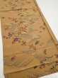 Photo2: 1F02z50  Japanese Kimono Silk  FABRIC Plum blossom Ochre 42.1x14.8 (2)