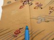 Photo6: 1F03z80  Japanese Kimono Silk  FABRIC Plum blossom Ochre 63.8x14.8 (6)