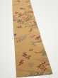 Photo2: 1F07z40  Japanese Kimono Silk  FABRIC Plum blossom Ochre 58.3x7.3 (2)