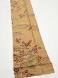 Photo2: 1F09z50  Japanese Kimono Silk  FABRIC Plum blossom Ochre 82.7x7.3 (2)