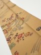 Photo2: 1F10z20  Japanese Kimono Silk  FABRIC Plum blossom Ochre 33.9x7.3 (2)