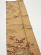 Photo4: 1F10z20  Japanese Kimono Silk  FABRIC Plum blossom Ochre 33.9x7.3 (4)
