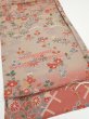 Photo2: 1F01z60  Japanese Kimono Silk  FABRIC Flowers Brown-Gray 44.9x14.4 (2)