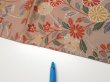 Photo7: 1F01z60  Japanese Kimono Silk  FABRIC Flowers Brown-Gray 44.9x14.4 (7)