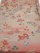 Photo1: 1F02z60  Japanese Kimono Silk  FABRIC Flowers Brown-Gray 44.9x14.4 (1)