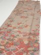 Photo3: 1F03z90  Japanese Kimono Silk  FABRIC Flowers Brown-Gray 67.7x14.4 (3)