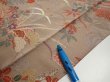 Photo6: 1F03z90  Japanese Kimono Silk  FABRIC Flowers Brown-Gray 67.7x14.4 (6)