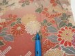 Photo7: 1F03z90  Japanese Kimono Silk  FABRIC Flowers Brown-Gray 67.7x14.4 (7)
